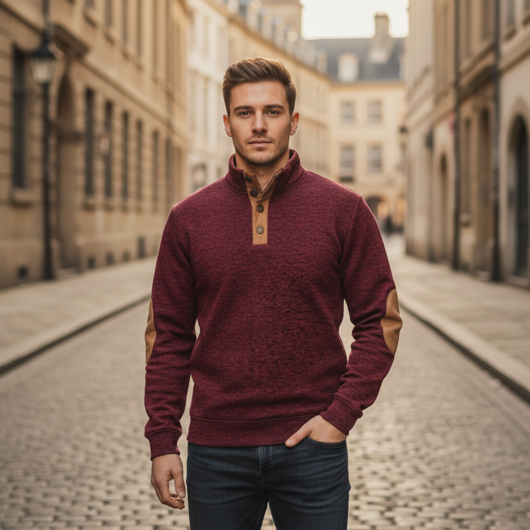 Pullover Uomo Invernale Collo Alto Fantasia