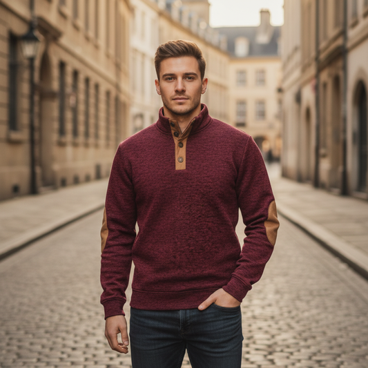 Pullover Uomo Invernale Collo Alto Fantasia