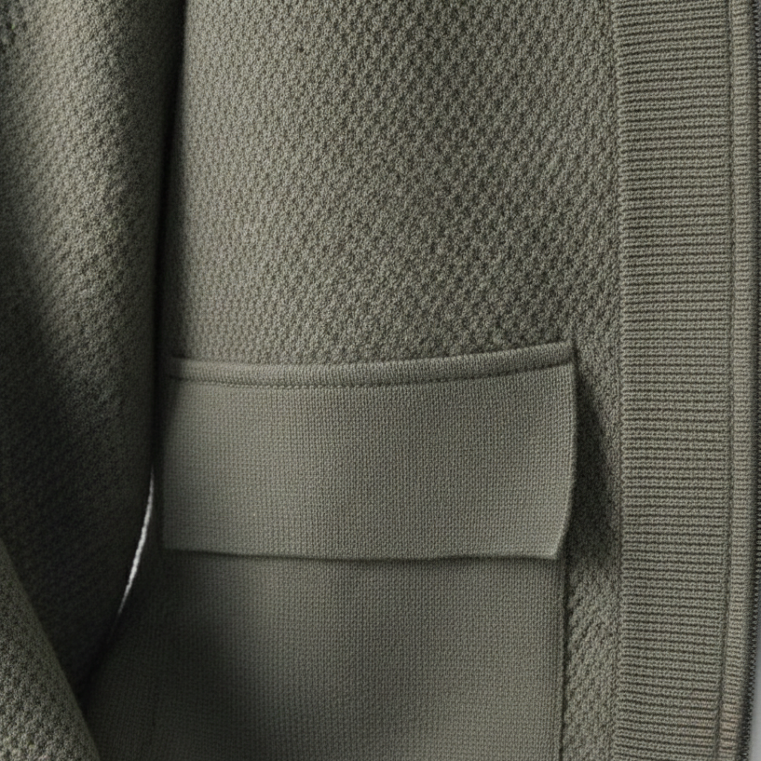 Cardigan Cashmere Chiusura Lampo Maglia Intrecciata Tasche Uomo