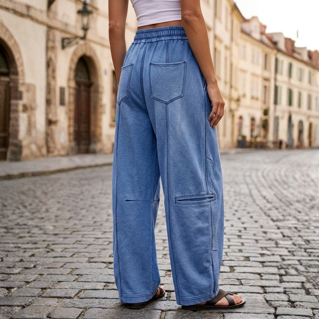 Pantaloni Jogger Donna Modello Barrel a Gamba Larga