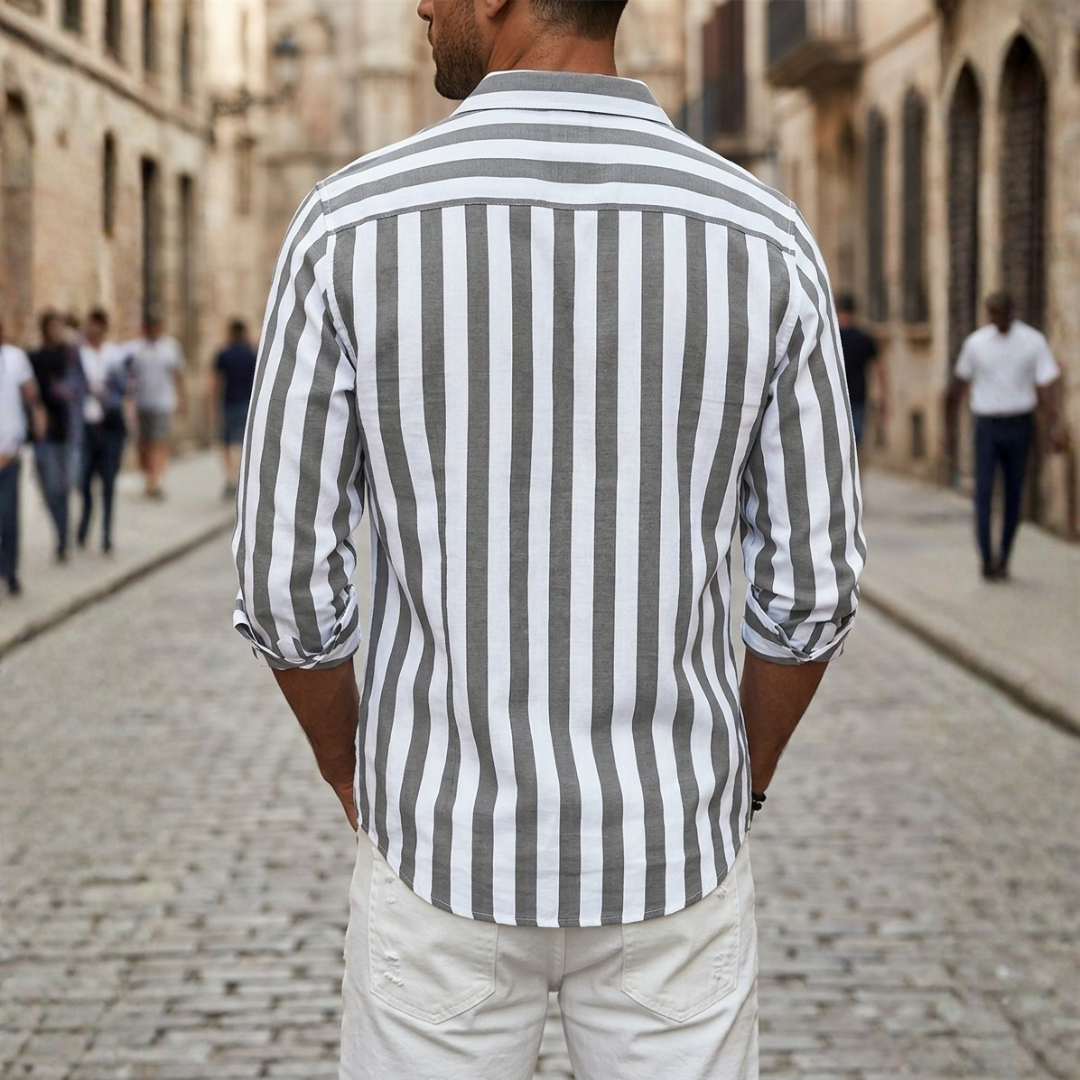 Camicia Uomo Slim Fit a Righe Verticali Bianche