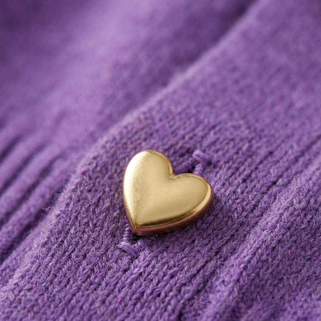 Cardigan Donna in Maglia con Bottoni Dorati a Cuore