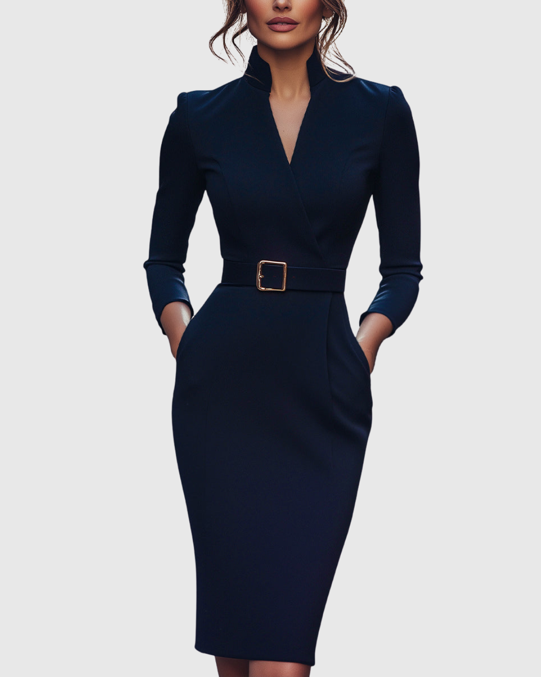 Abito Donna Raso Midi Smanicato Slim Fit – Elegante