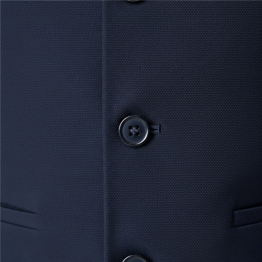 Gilet Uomo Slim Fit in Tessuto Stretch con Scollo a V e Bottoni