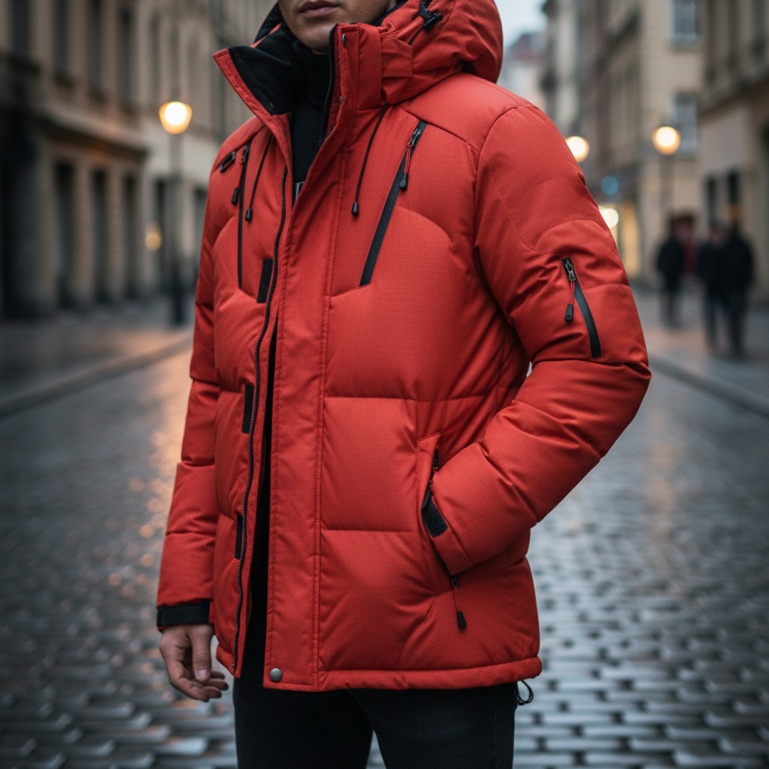 Piumino Uomo Invernale con Cappuccio e Zip