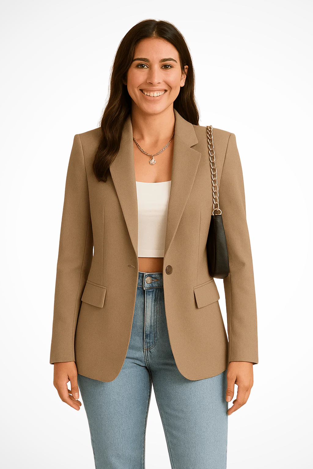 Blazer Donna Elegante Chic Slim Fit con Bottoni Manica Lunga
