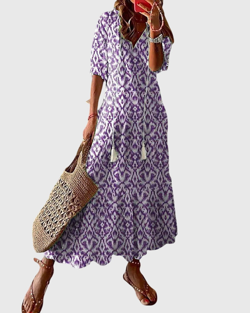 Abito Donna Viscosa Floreale Smanicato