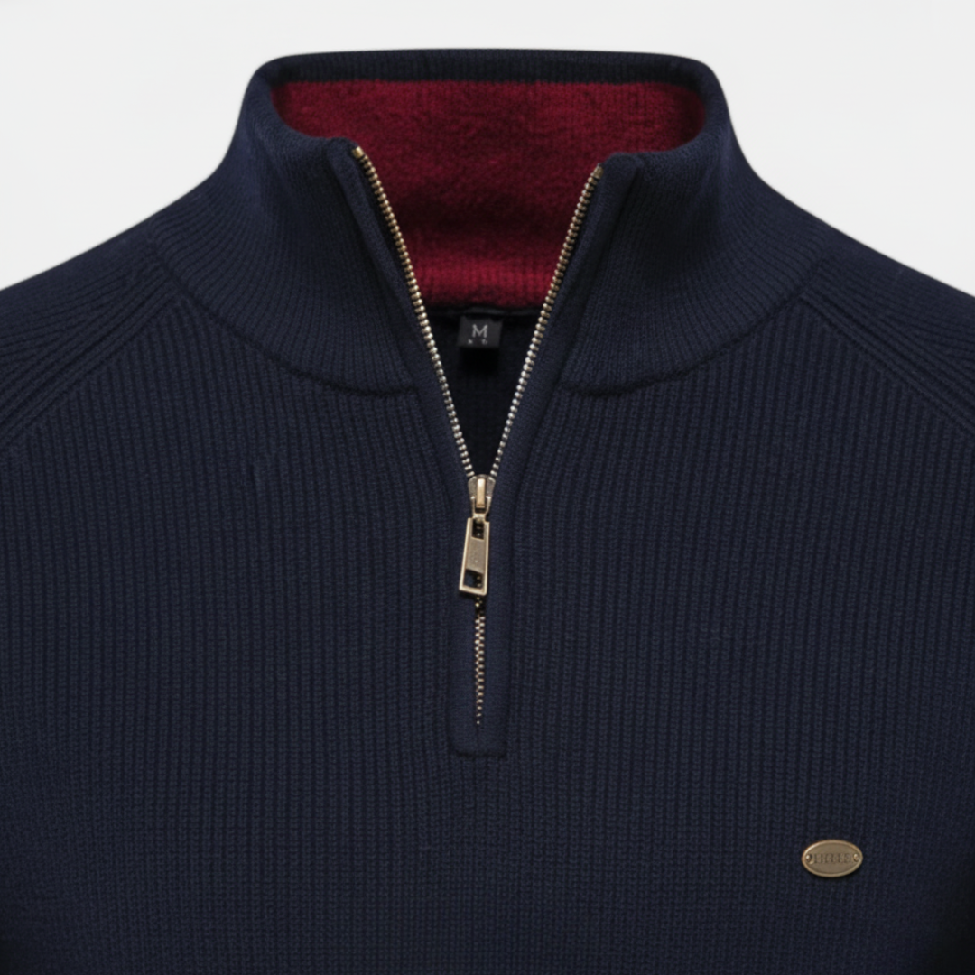 Maglione da uomo con colletto alto e mezzo zip