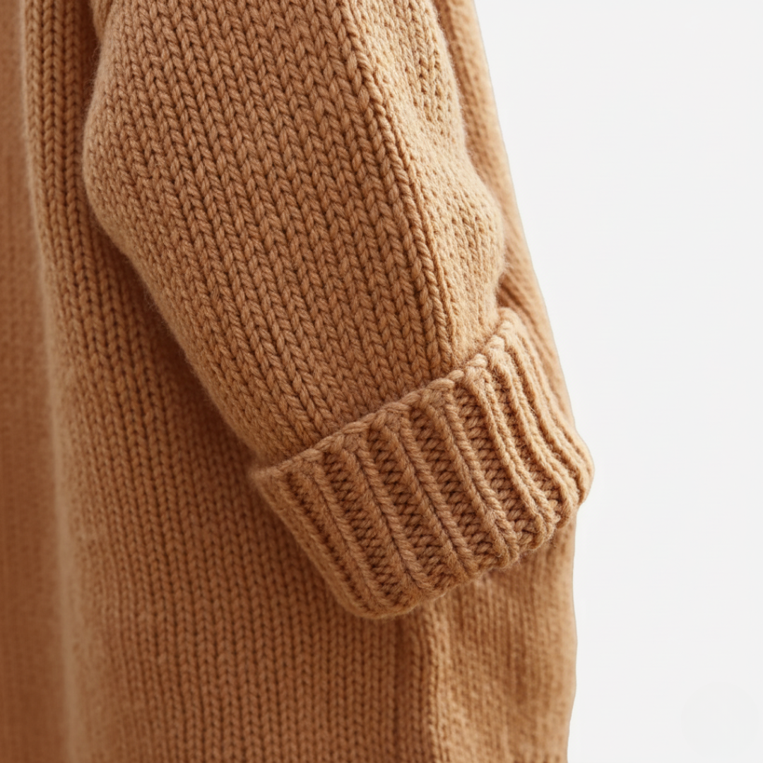 Cardigan Oversize Donna con Cappuccio in Misto Fibre