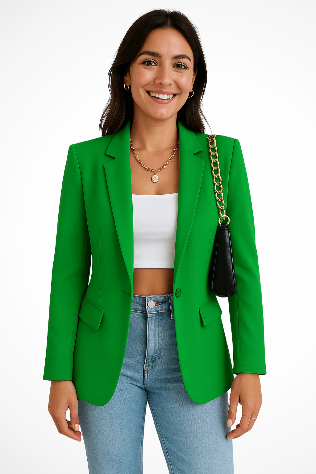 Blazer Donna Elegante Chic Slim Fit con Bottoni Manica Lunga
