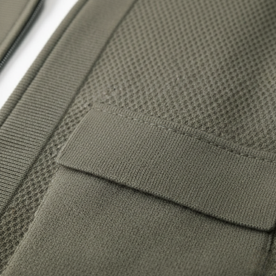 Cardigan Cashmere Chiusura Lampo Maglia Intrecciata Tasche Uomo