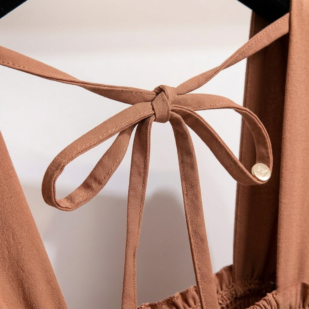 Abito Midi Donna Floreale Drappeggiato Maniche a Sbuffo