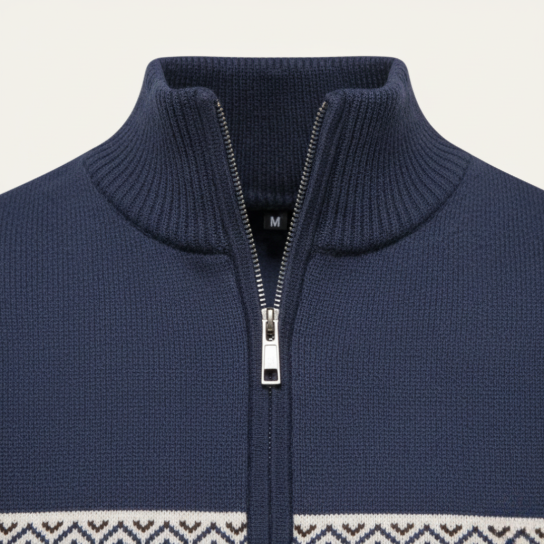 Maglione Uomo Mezza Zip Tessuto Misto Fantasia