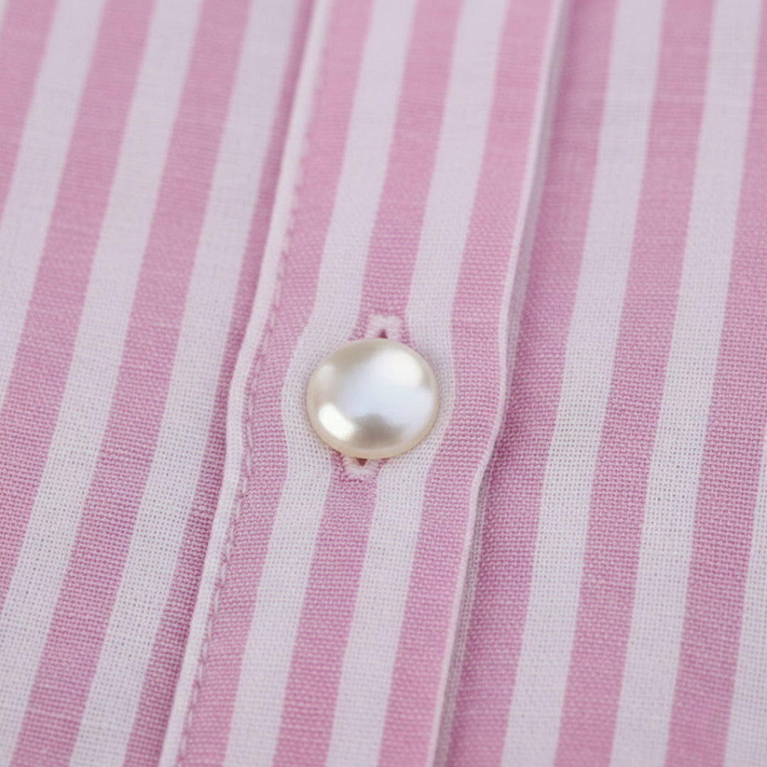 Abito a Camicia a Balze a Righe con Bottoni Donna