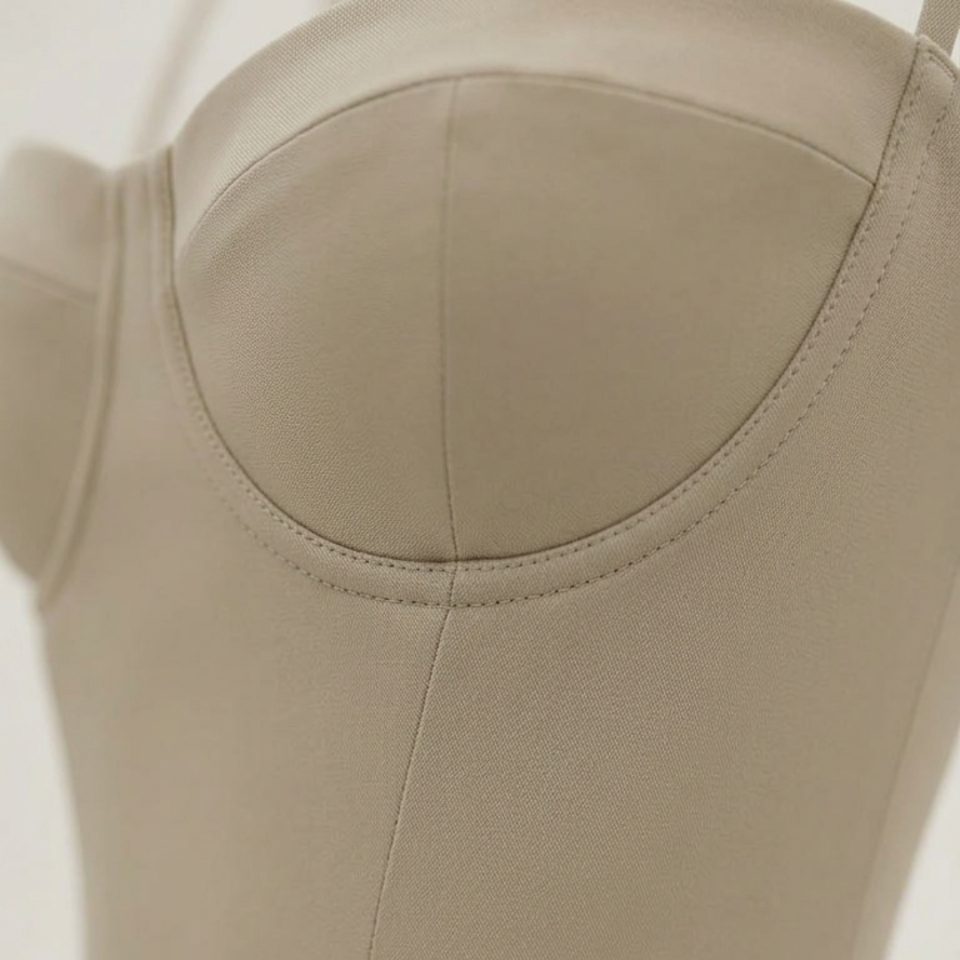 Abito Midi Donna a Tubino con Corpetto a Corsetto