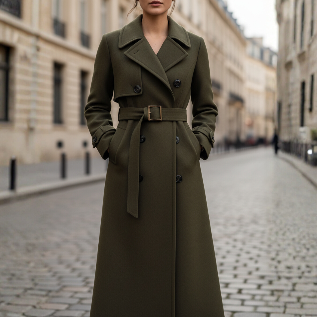 Cappotto lungo da donna con cintura