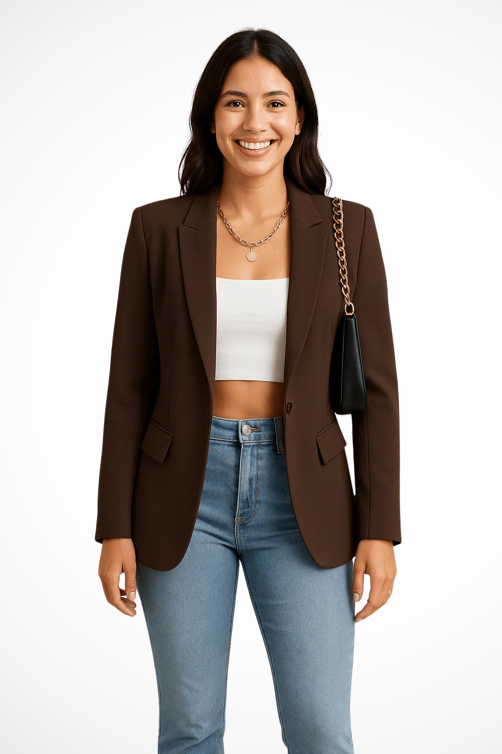 Blazer Donna Elegante Chic Slim Fit con Bottoni Manica Lunga