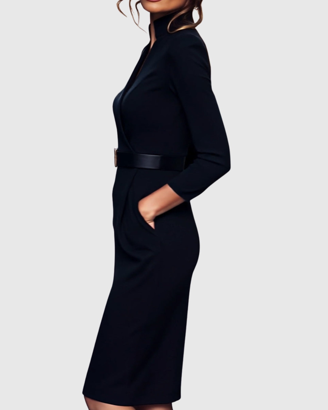 Abito Donna Raso Midi Smanicato Slim Fit – Elegante