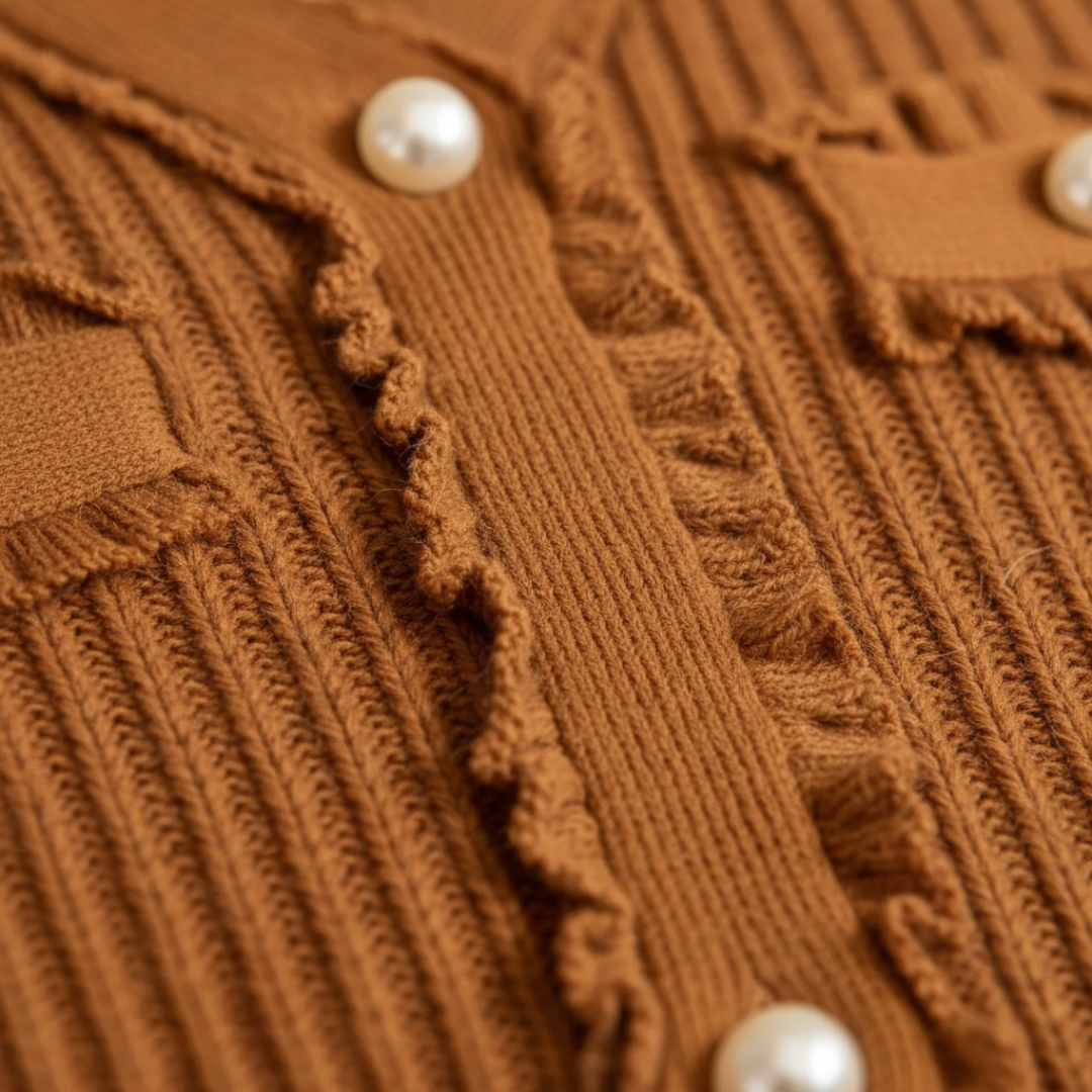 Abito Midi Donna in Maglia con Bottoni e Frange