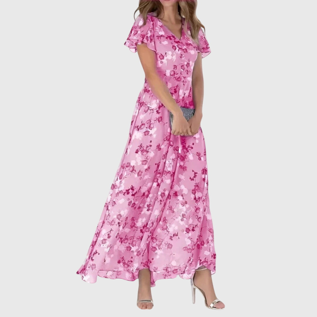Abito Donna Velluto Smanicato Slim Fit Floreale