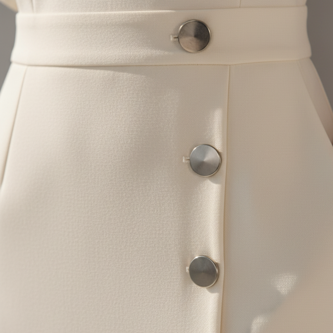 Abito Midi Donna in Materiale di Alta Qualità con Spalline e Bottoni