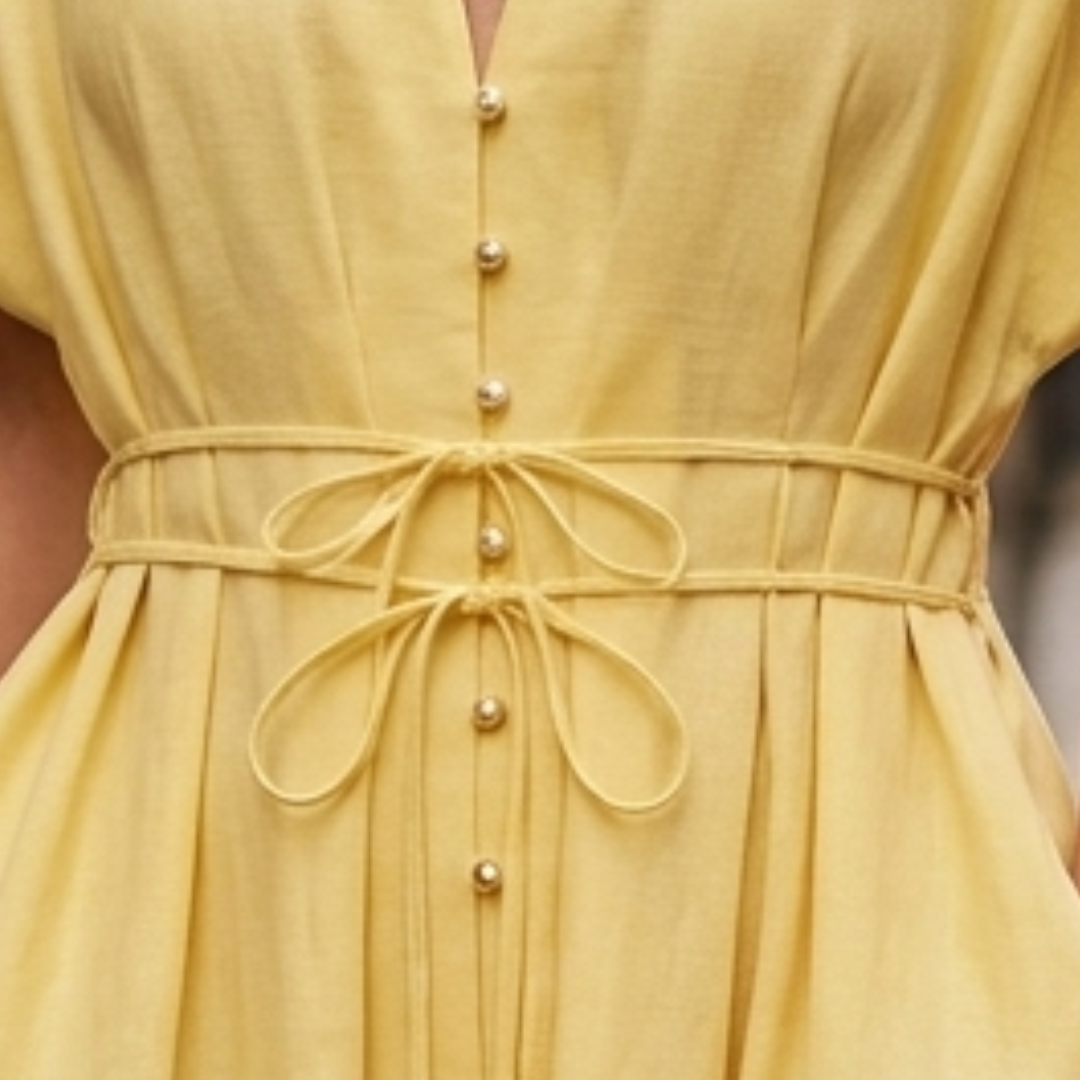 Abito Lungo Donna Drappeggiato Scollo a V Maniche Corte