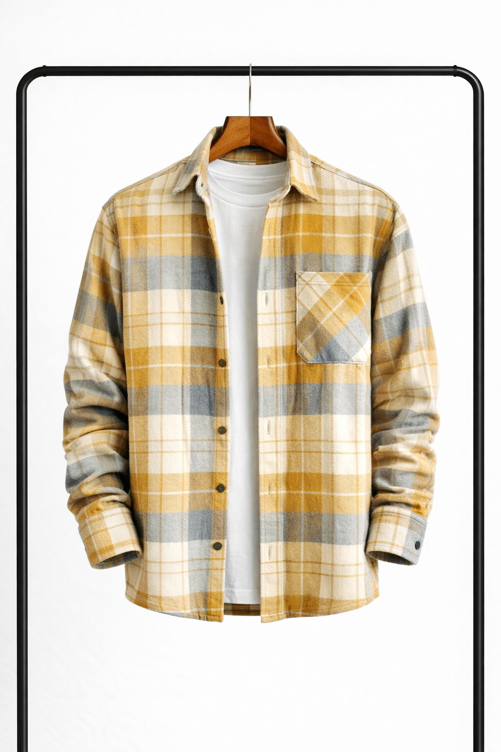 Camicia Uomo Flanella Scozzese Smanicato Manica Lunga