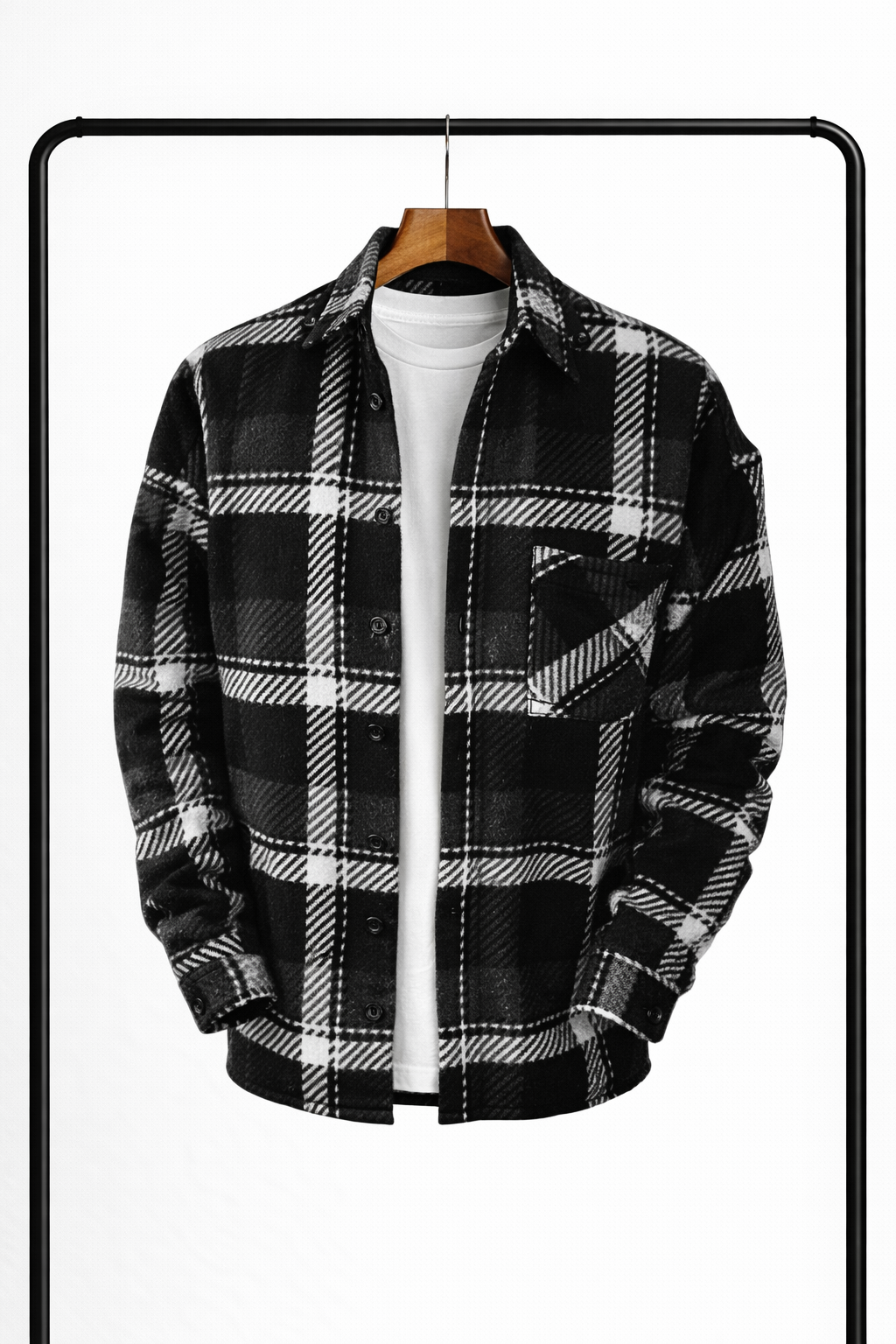 Camicia Uomo Flanella Scozzese Smanicato Manica Lunga
