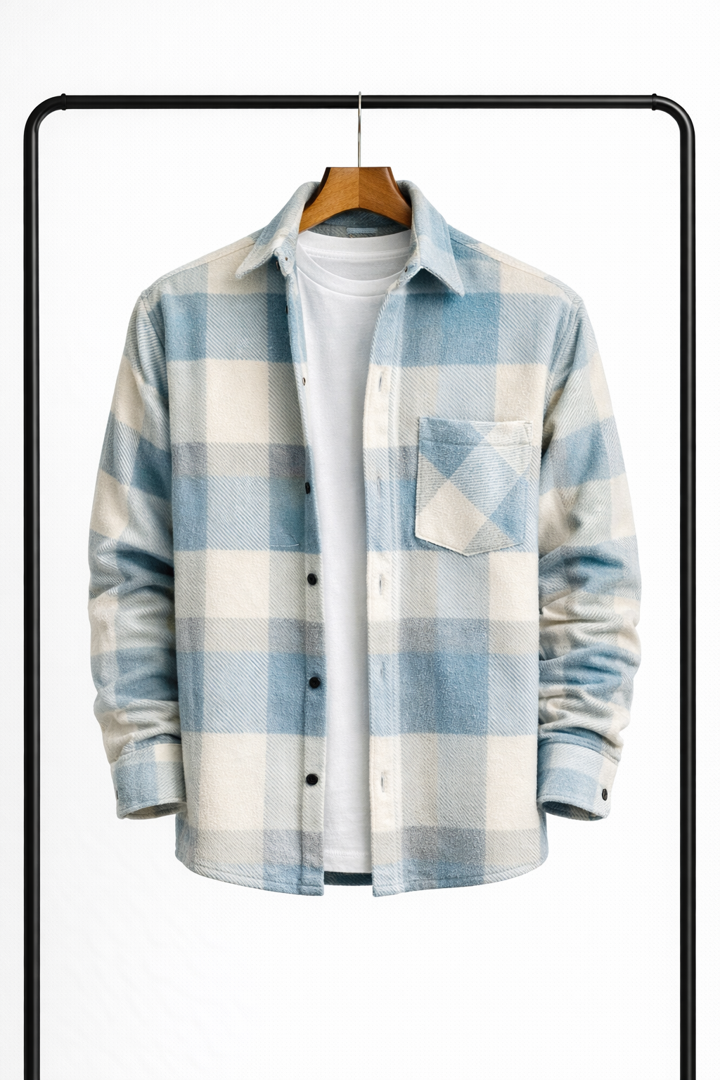 Camicia Uomo Flanella Scozzese Smanicato Manica Lunga