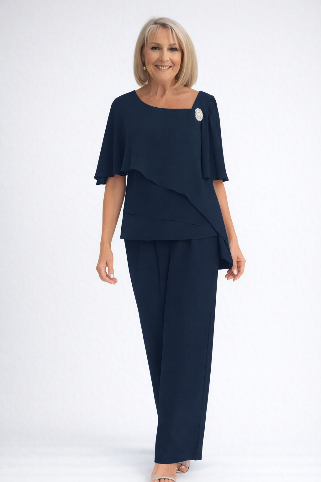 Set 2 Pezzi Donna Elegante e Formale Velluto Smanicato con Bottoni