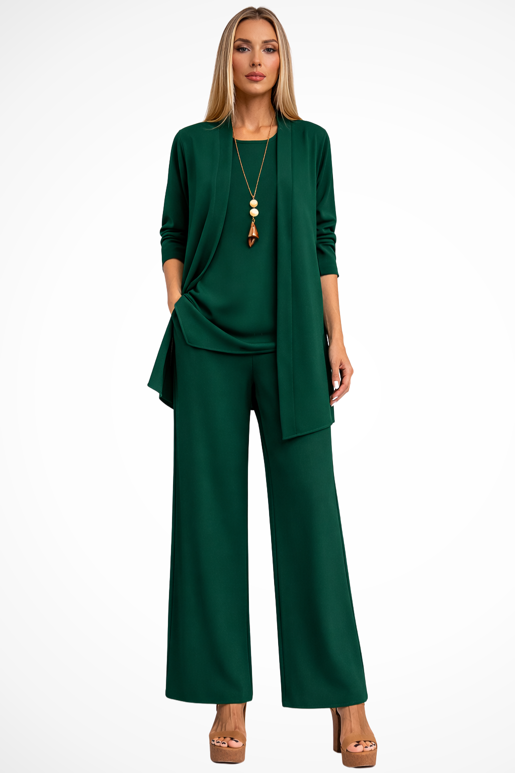 Set 3 Pezzi Elegante Donna Velluto Smanicato Slim Fit con Bottoni Cerimonia