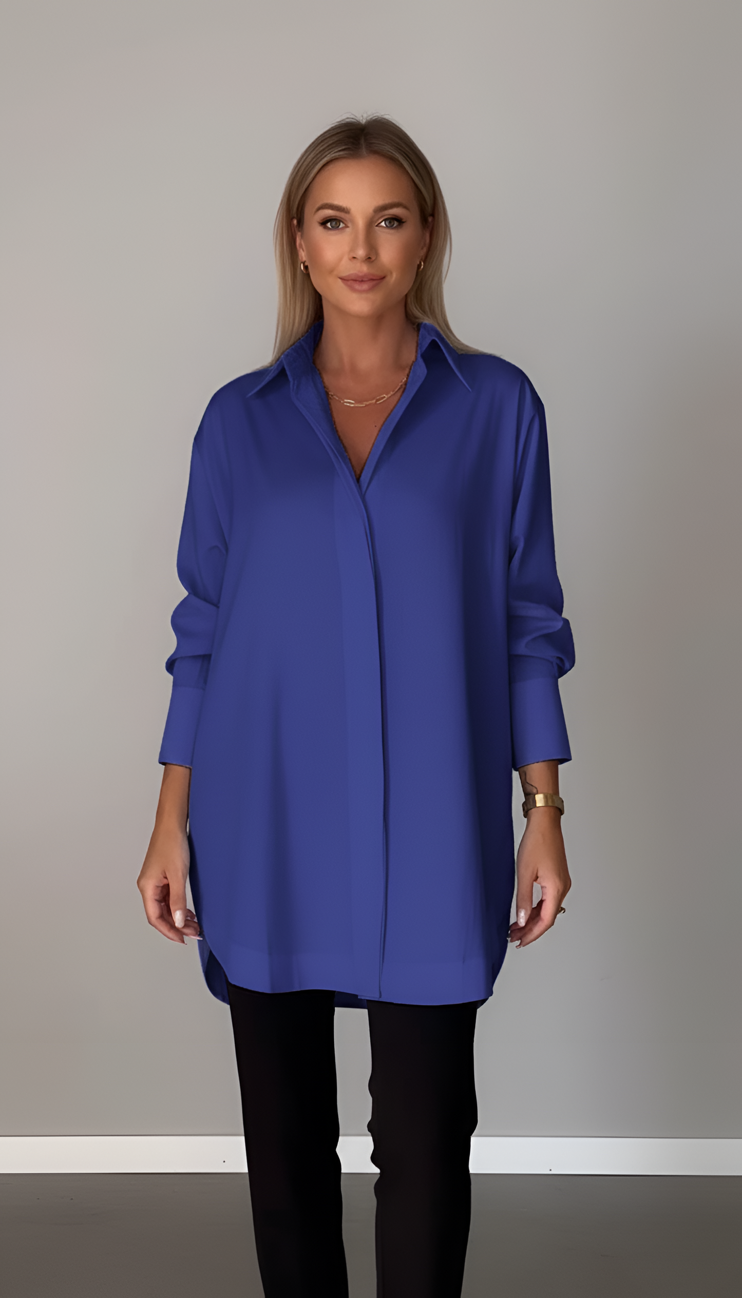 Camicia Donna Cotone Oversize con Colletto Classico – Manica Lunga