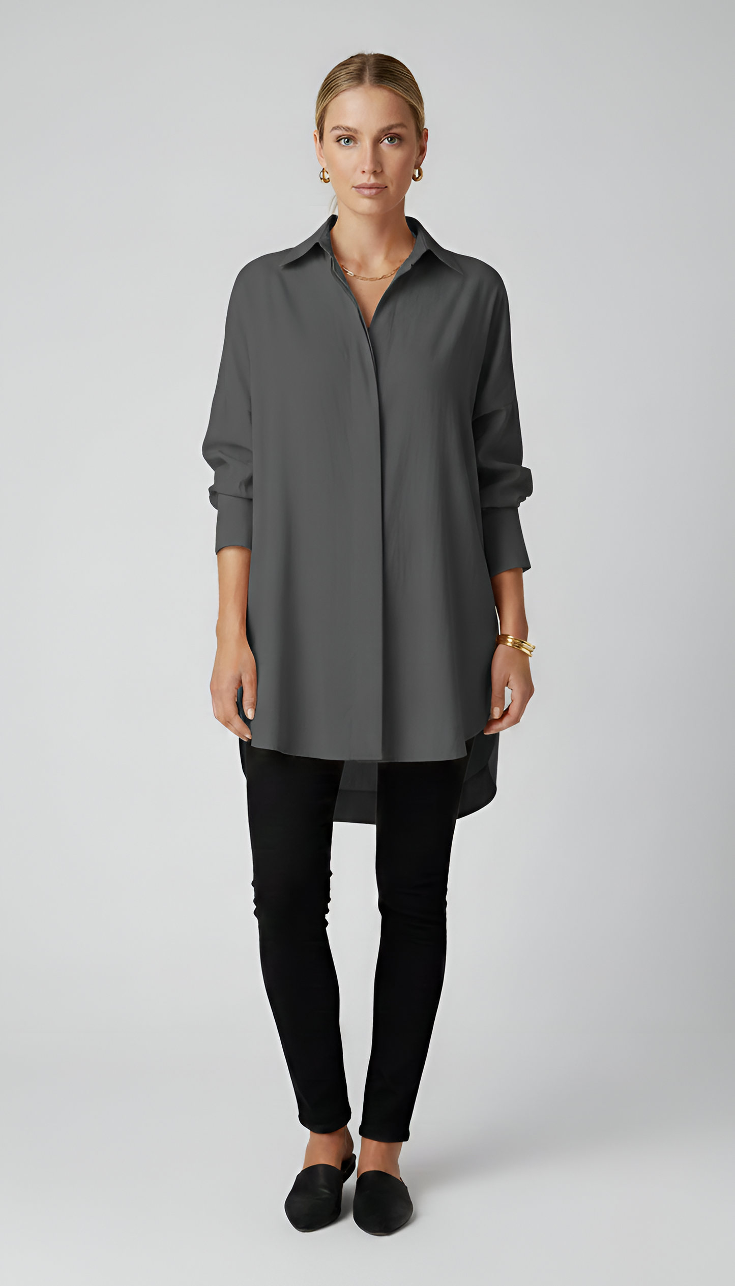 Camicia Donna Cotone Oversize con Colletto Classico – Manica Lunga