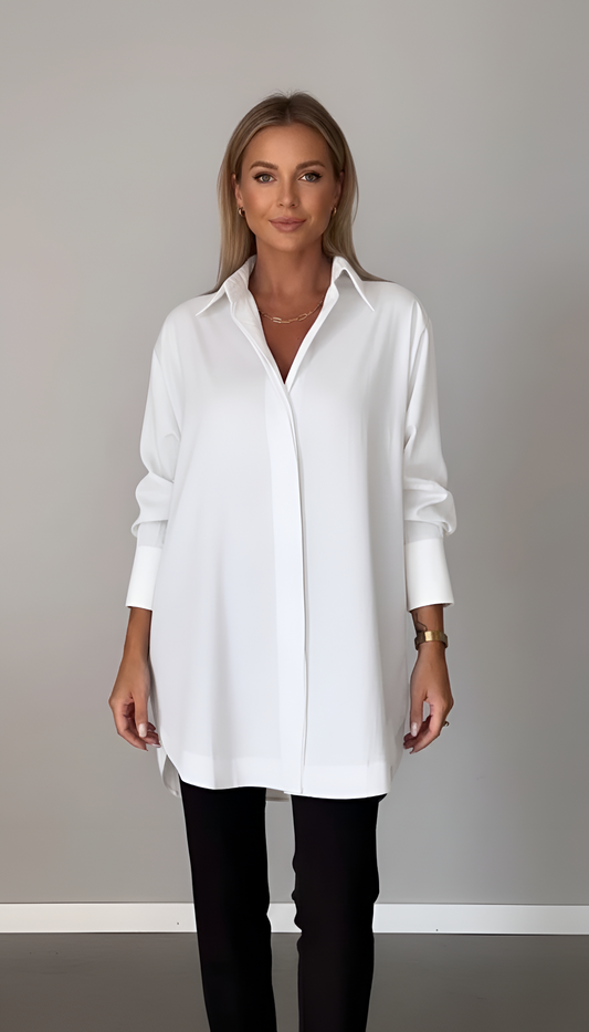 Camicia Donna Cotone Oversize con Colletto Classico – Manica Lunga