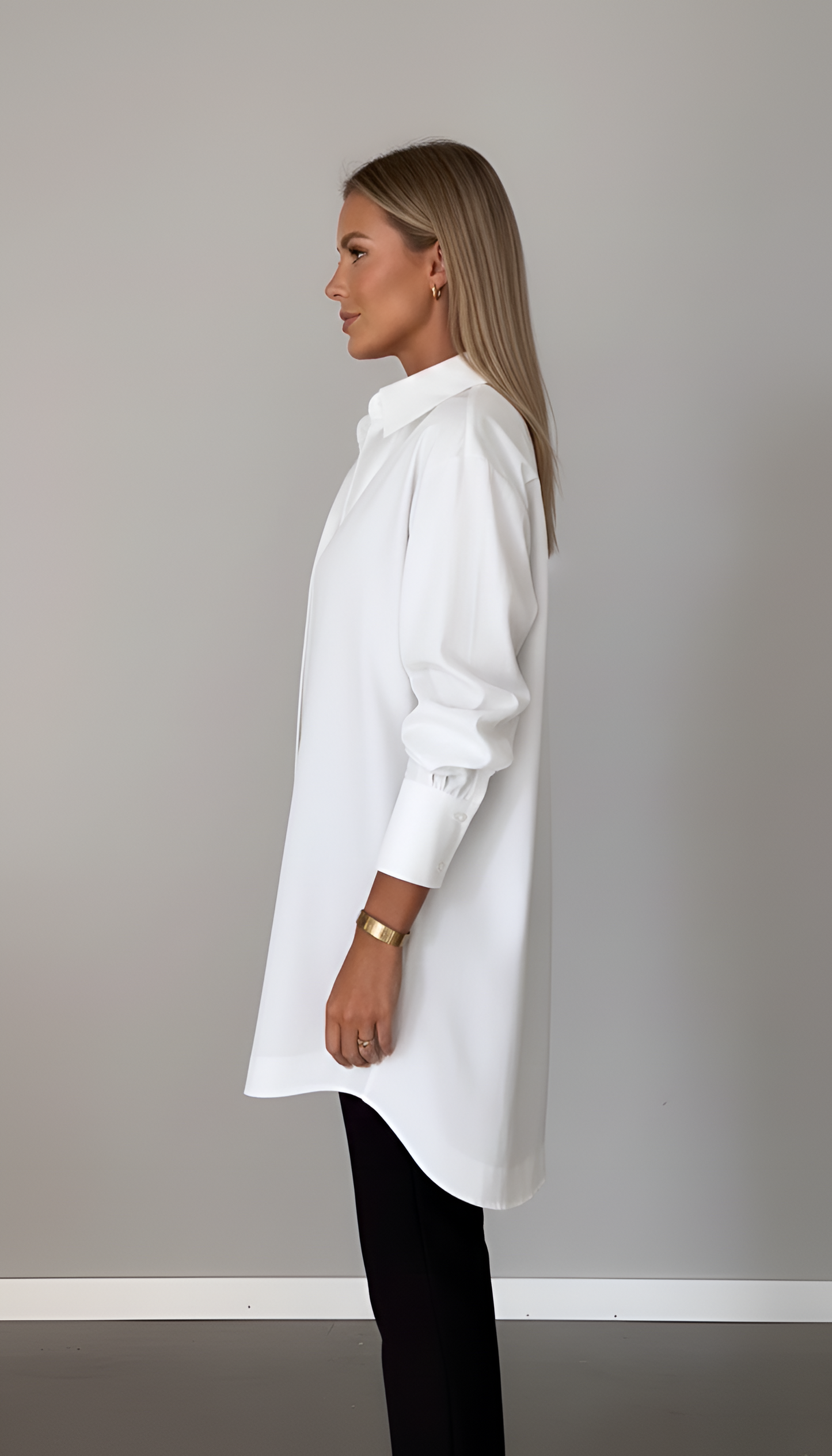 Camicia Donna Cotone Oversize con Colletto Classico – Manica Lunga