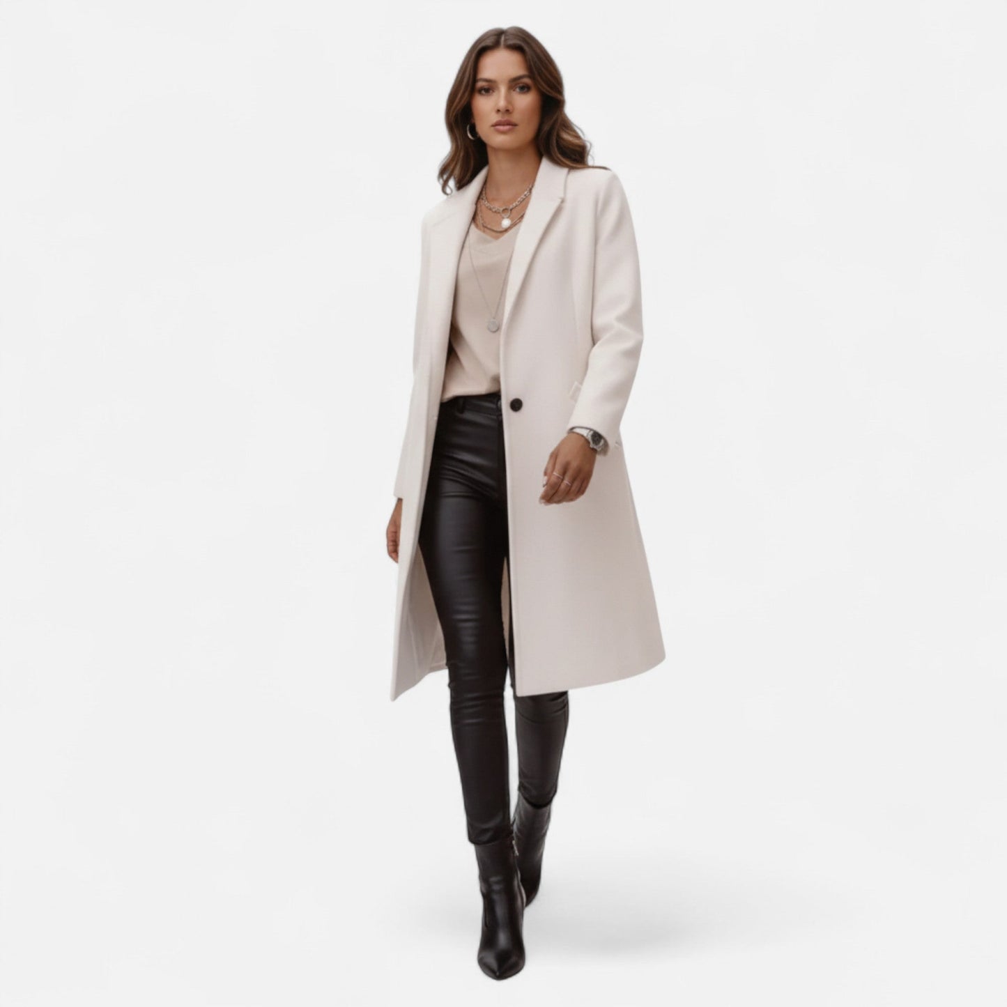 Cappotto Donna Classico Lungo con Rever Lusso
