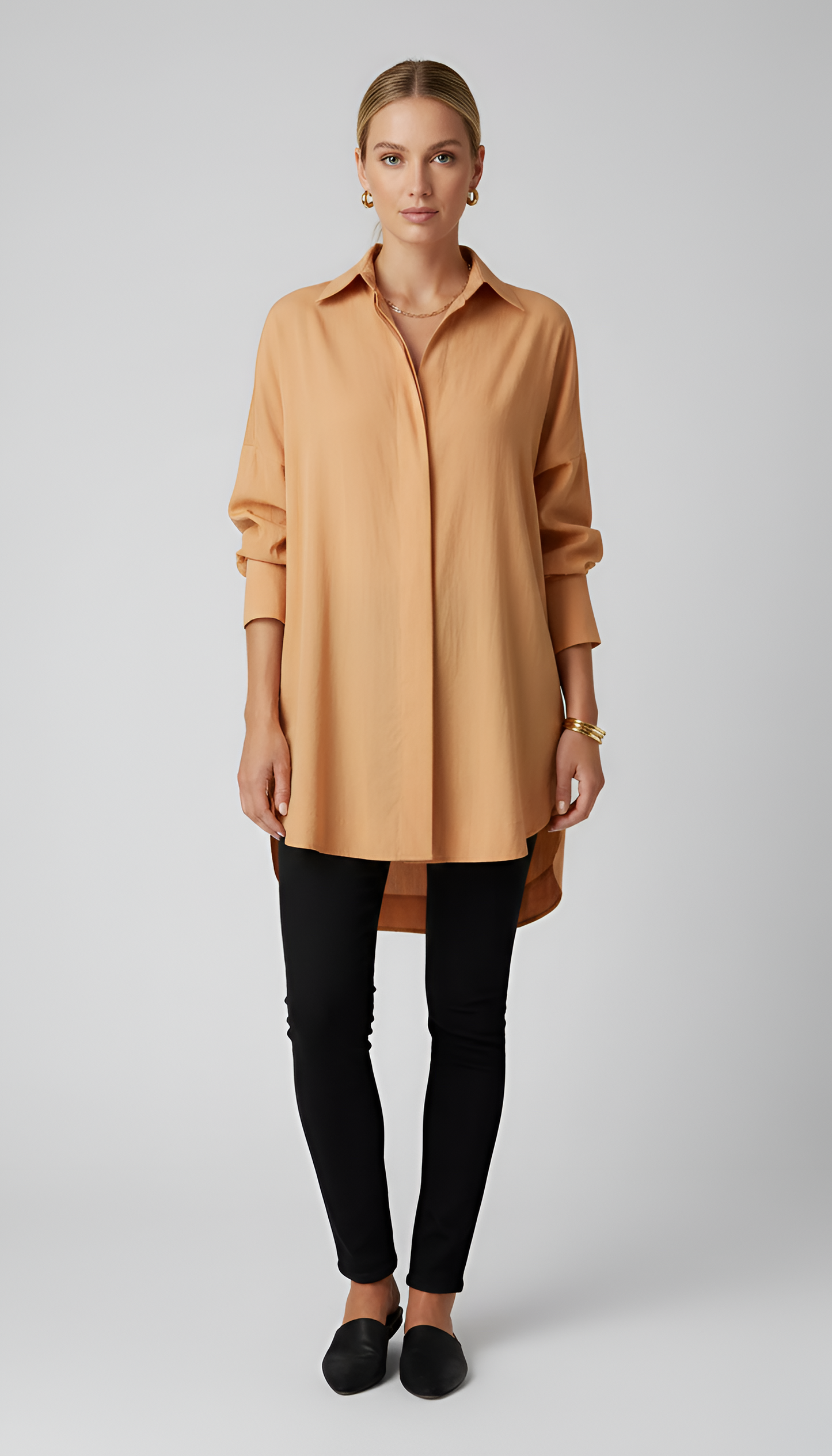 Camicia Donna Cotone Oversize con Colletto Classico – Manica Lunga