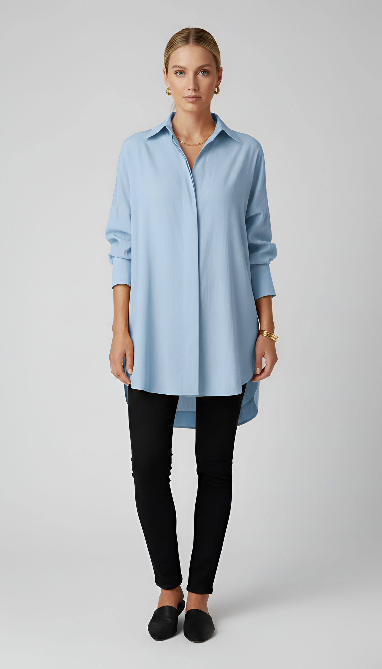 Camicia Donna Cotone Oversize con Colletto Classico – Manica Lunga