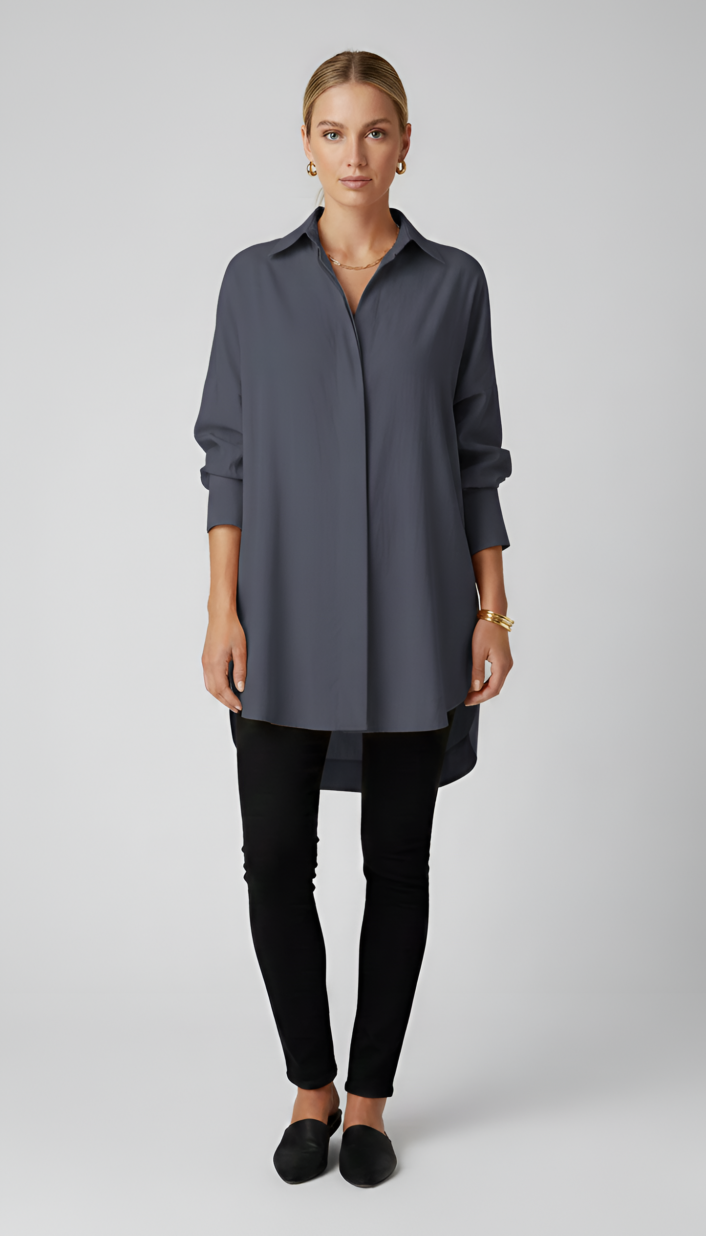 Camicia Donna Cotone Oversize con Colletto Classico – Manica Lunga