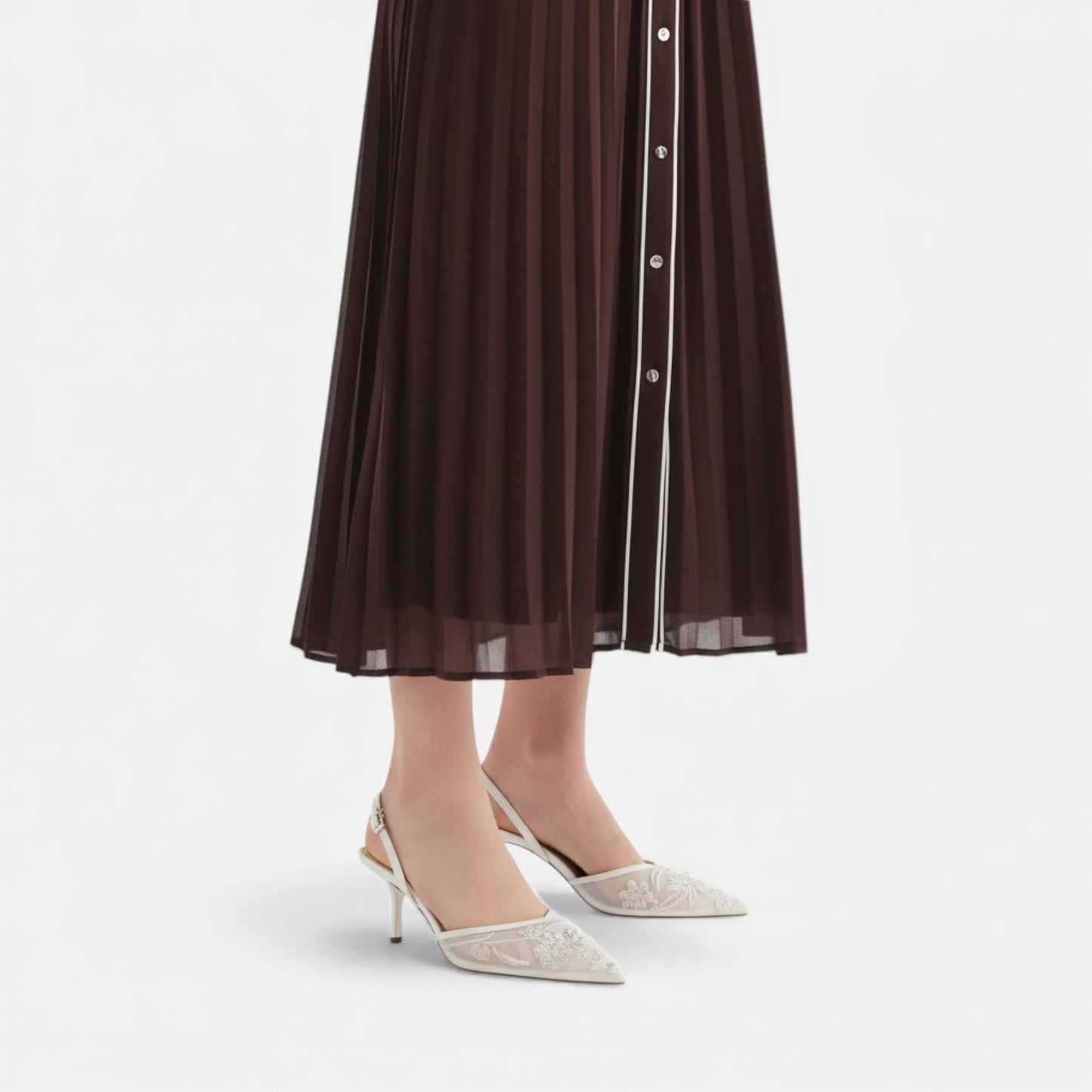 Décolleté Donna Mesh Ricamate Punta A Punta Slip-On Tacco Stiletto