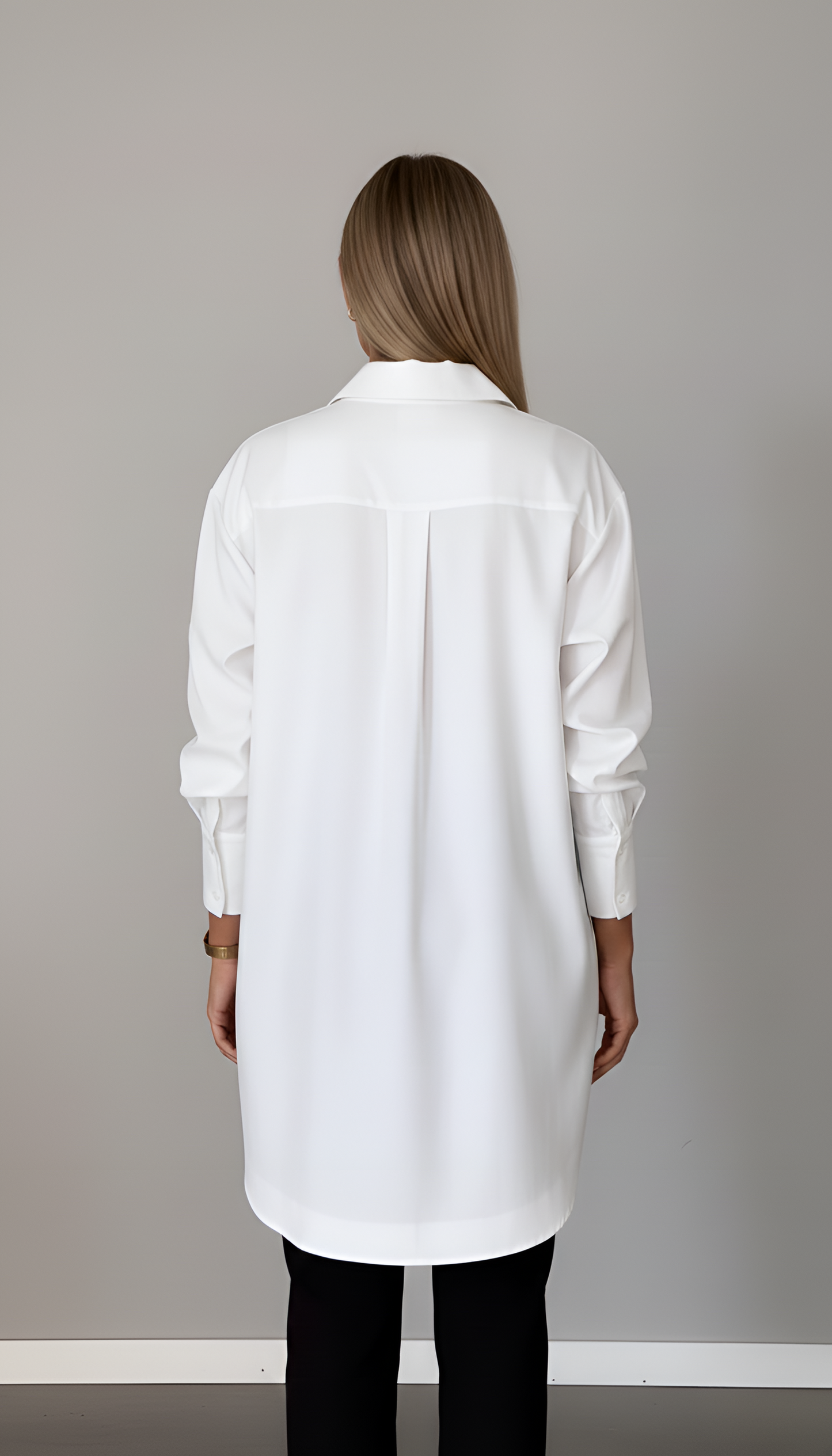 Camicia Donna Cotone Oversize con Colletto Classico – Manica Lunga