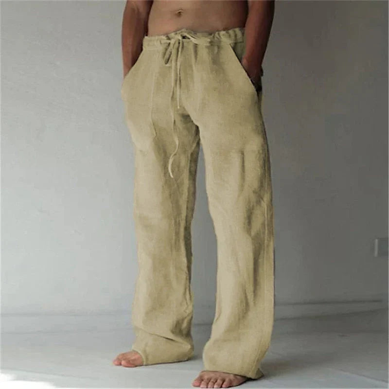Pantaloni Uomo in Lino Baggy Vestibilità Casual