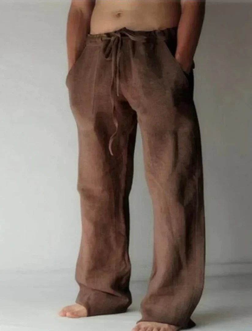 Pantaloni Uomo in Lino Baggy Vestibilità Casual
