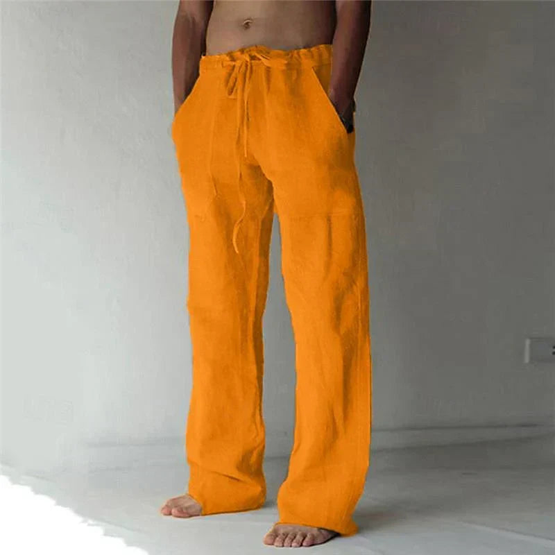 Pantaloni Uomo in Lino Baggy Vestibilità Casual