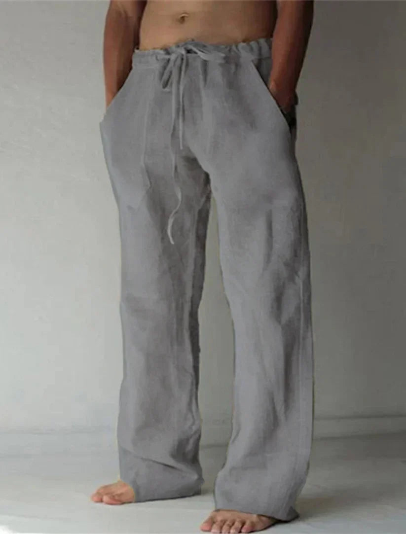 Pantaloni Uomo in Lino Baggy Vestibilità Casual