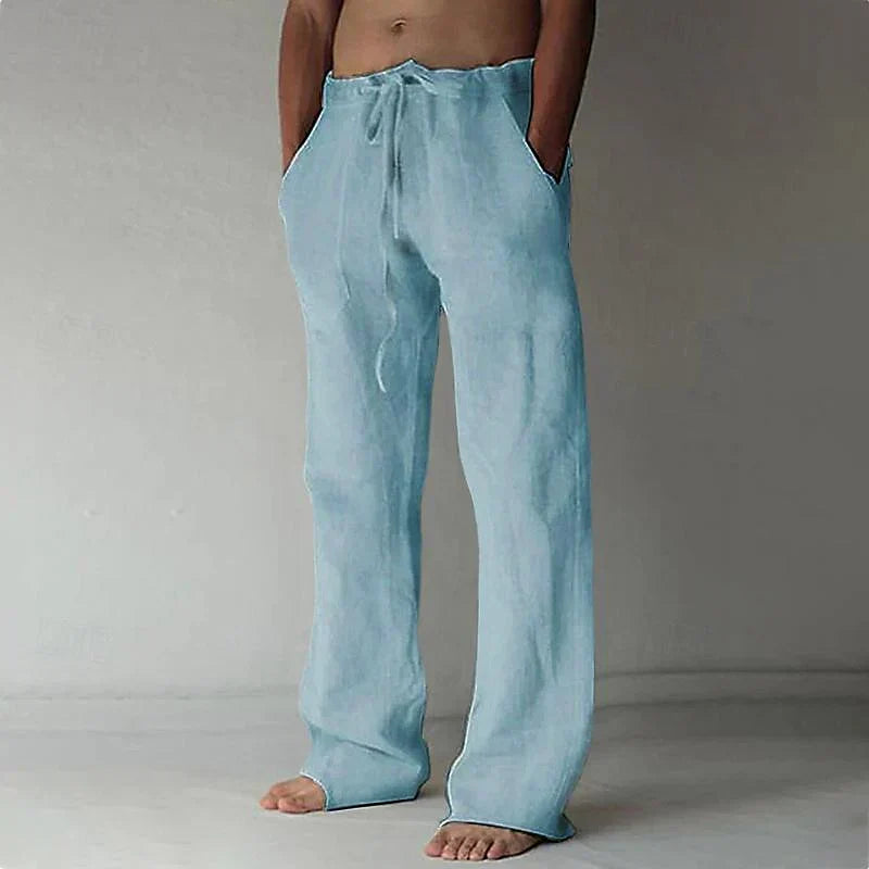 Pantaloni Uomo in Lino Baggy Vestibilità Casual