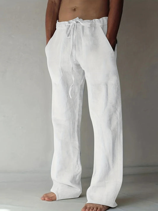 Pantaloni Uomo in Lino Baggy Vestibilità Casual