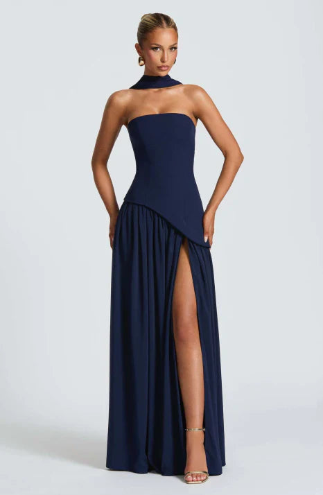 Abito Donna Maxi In Seta Senza Spalline Smanicato Fluido
