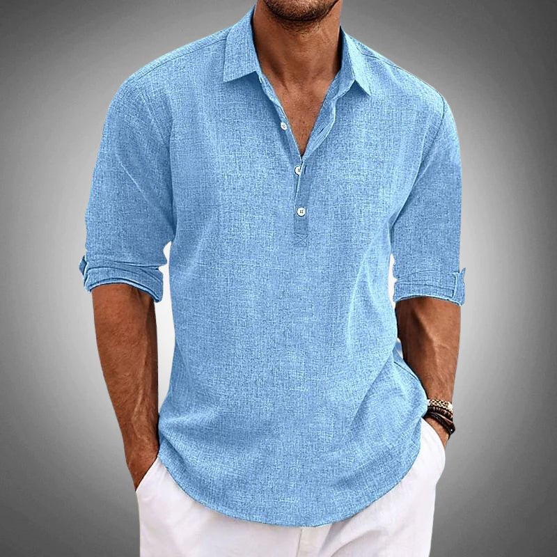 Camicia Uomo Lino Estiva con Mezzo Colletto – Casual