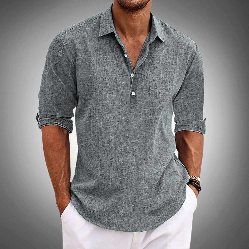 Camicia Uomo Lino Estiva con Mezzo Colletto – Casual